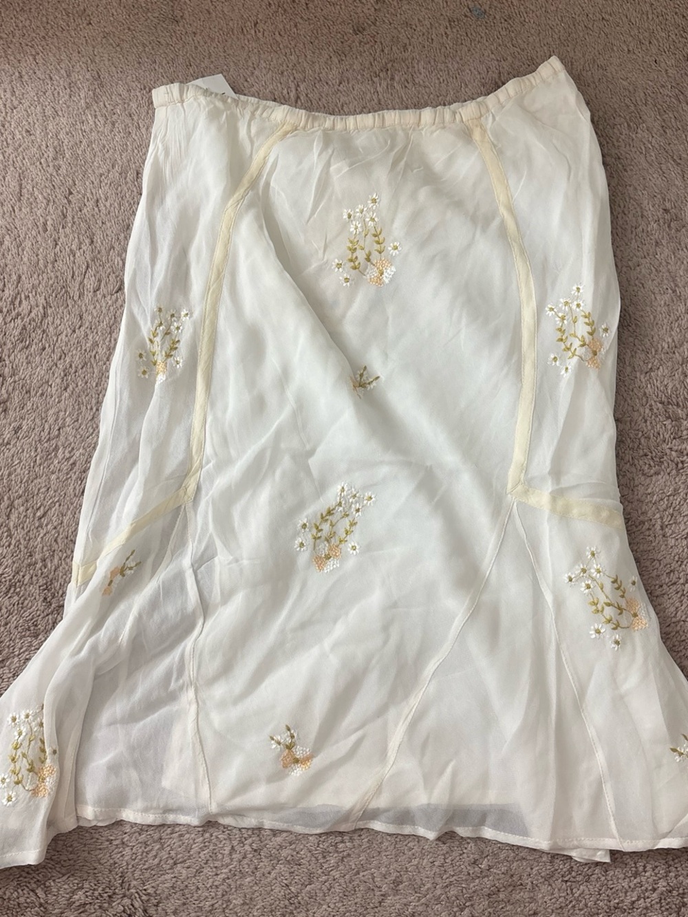 Papillon Blanc Cream Rayon Lined Skirt